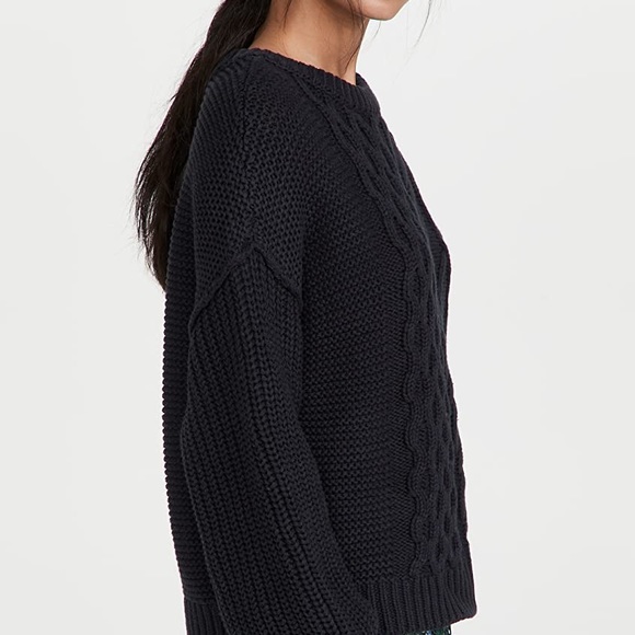 Free People Dream Cable Crew Sweater in Black NWT Small - Picture 4 of 14